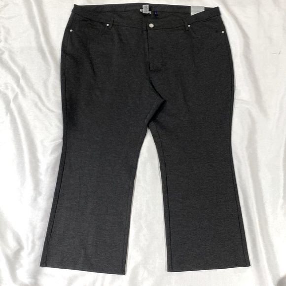 CATHERINES Heather Gray Bootcut Knit Stretch Pants Size 30WP - Picture 3 of 14